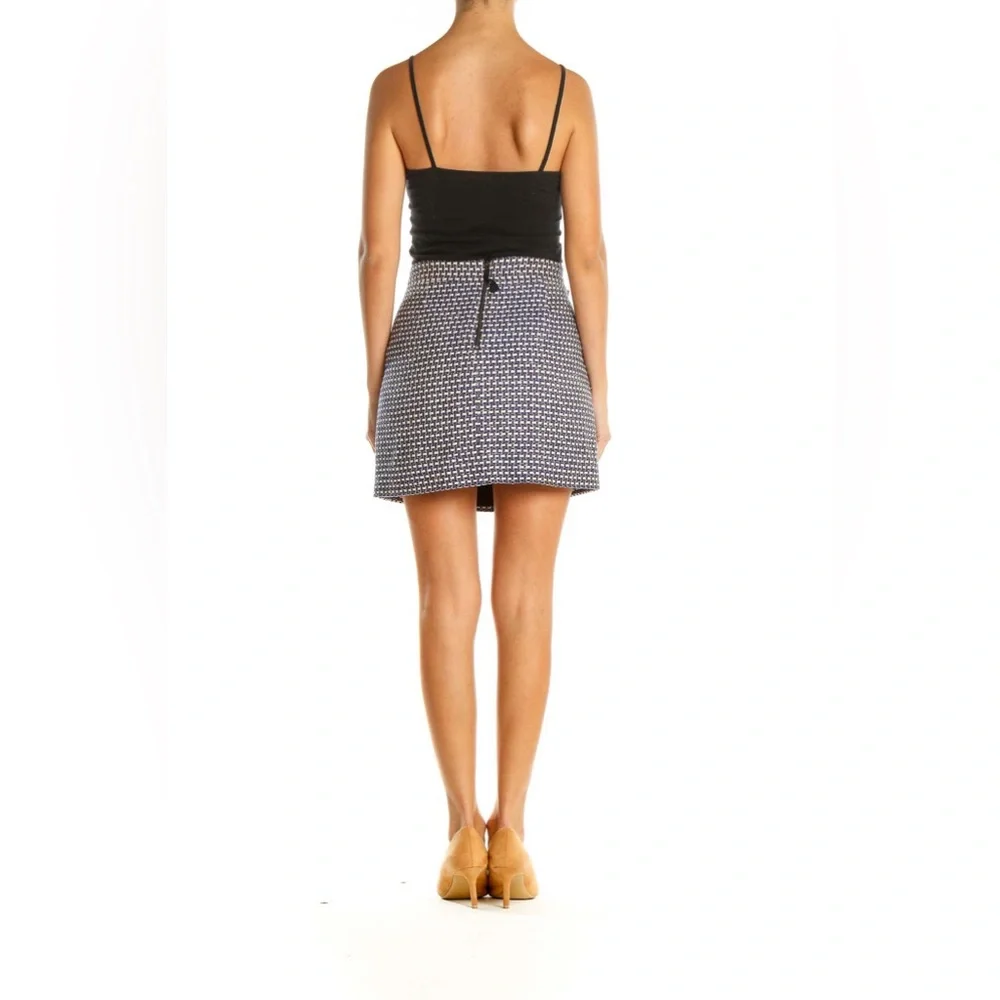 J.Crew Blue White Houndstooth Chic Pencil Skirt‎